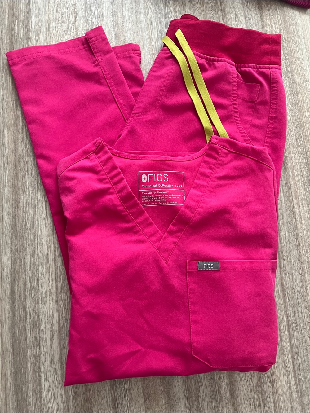 Figs Shocking Pink Scrub Set